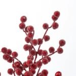 Burgundy Red Metallic Glitter Sugar Berry Branch Spray - 29 - Image 3