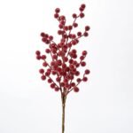 Burgundy Red Metallic Glitter Sugar Berry Branch Spray - 29 - Image 2