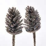 Extra Large Brown Beaded Iced Oversized Pinecone Pick - 13 Set of 2