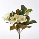 Cream Magnolia Bloom & Green Leaf Foliage Everyday Christmas Bush- 17