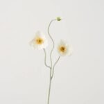 White Poppy Bloom & Bud Faux Floral Stem Spray - 37