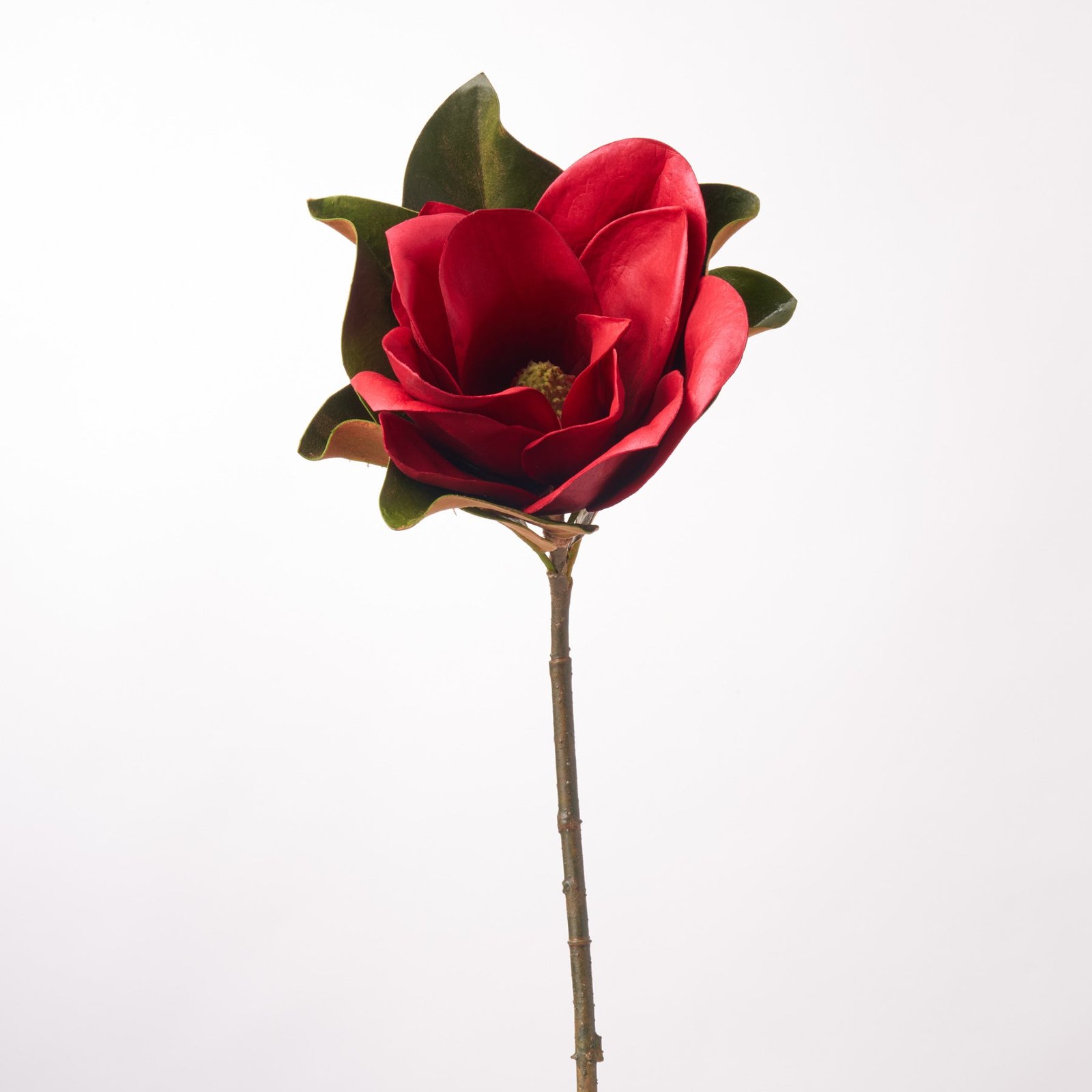 FLWSTM3414RealTouchChristmasRedLargeMagnoliaBloomFauxFloralStemSpray-24_1 Real Touch Christmas Red Large Magnolia Bloom Faux Floral Stem Spray - 24 - Image 1