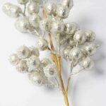 Silver Platinum Sugar Berry Christmas Holiday Spray Stem - 24 - Image 2