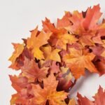 Red & Orange Autumnal Two-Tone Maple Leaf Classic Fall Front Door Mantle Wreath - Image 2