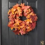 Red & Orange Autumnal Two-Tone Maple Leaf Classic Fall Front Door Mantle Wreath - Image 3