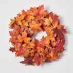 Red & Orange Autumnal Two-Tone Maple Leaf Classic Fall Front Door Mantle Wreath