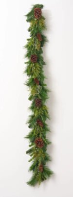Classic Holiday Greens & Pinecone Christmas Front Door Garland Table Runner - Image 3