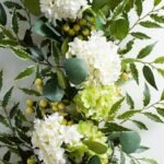 White & Green Hydrangea with Cream Berry Artificial All Seasons Greenery Mantle Garland and Table Runner - Image 3