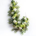 White & Green Hydrangea with Cream Berry Artificial All Seasons Greenery Mantle Garland and Table Runner