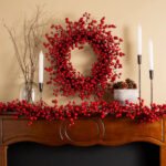 Waterproof Red Berry Front Door Christmas Holiday Front Door Wreath - Image 5