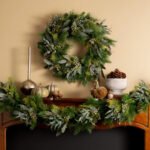 Seeded Eucalyptus & Christmas Pine Winter Holiday Mantle Garland Table Runner - Image 3