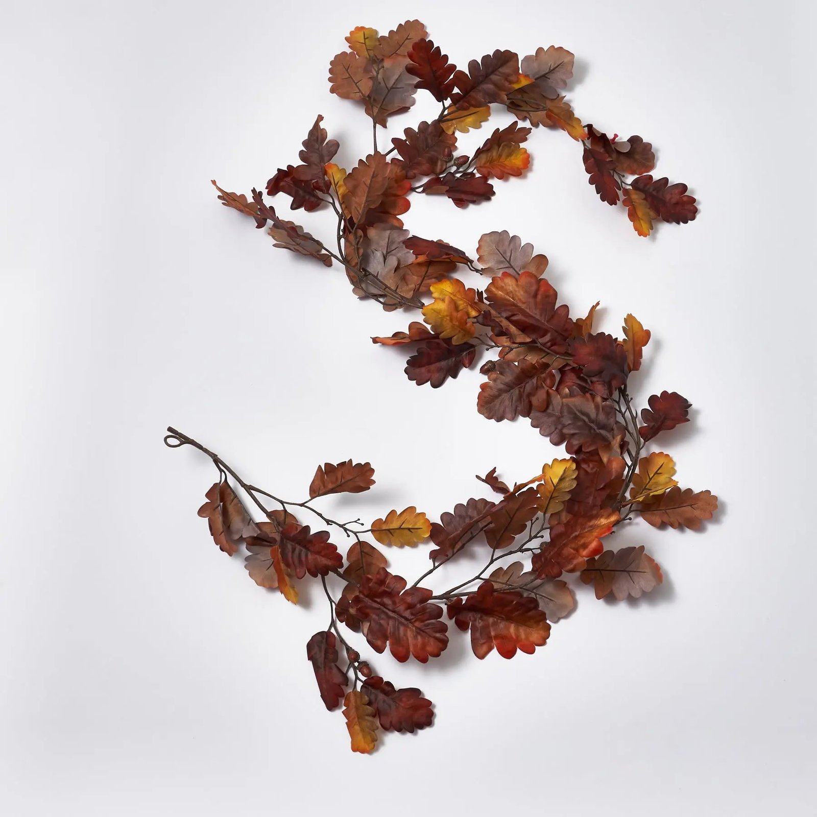 GAR1123RusticBrownOakLeaf_AutumnAcornFallTableRunnerMantleGarland_2 Rustic Brown Oak Leaf & Autumn Acorn Fall Table Runner Mantle Garland - Image 1