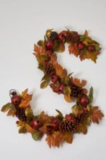 Red Pomegranate, Faux Pinecone & Berry Fall Mantle Garland Table Runner - Image 3