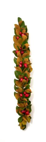 Real Touch Magnolia Leaf & Red Pomegranate Outdoor Hanging Front Door Garland Holiday Table Runner - Image 3