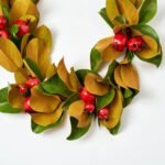 Real Touch Magnolia Leaf & Red Pomegranate Outdoor Hanging Front Door Garland Holiday Table Runner - Image 2