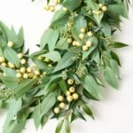 All Seasons Faux Blade Eucalyptus, Green Smilax & Cream Green Gooseberries Mantle Garland Everyday Greenery Table Runner - Image 2
