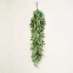 All Seasons Faux Blade Eucalyptus, Green Smilax & Cream Green Gooseberries Mantle Garland Everyday Greenery Table Runner - Image 4