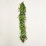 Real Touch Silver Dollar Eucalyptus, Variegated Smilax & Boston Fern Everyday Mantle Garland Table Runner - Image 5