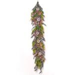 Witches Brew - Purple Pumpkin, Berry & Maple Leaf with Green Amaranthus & Grey Eucalyptus Fall Mantle Garland Halloween Table Runner - Image 5