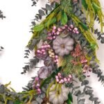 Witches Brew - Purple Pumpkin, Berry & Maple Leaf with Green Amaranthus & Grey Eucalyptus Fall Mantle Garland Halloween Table Runner - Image 4