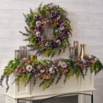 Witches Brew - Purple Pumpkin, Berry & Maple Leaf with Green Amaranthus & Grey Eucalyptus Fall Mantle Garland Halloween Table Runner - Image 3
