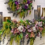 Witches Brew - Purple Pumpkin, Berry & Maple Leaf with Green Amaranthus & Grey Eucalyptus Fall Mantle Garland Halloween Table Runner - Image 2