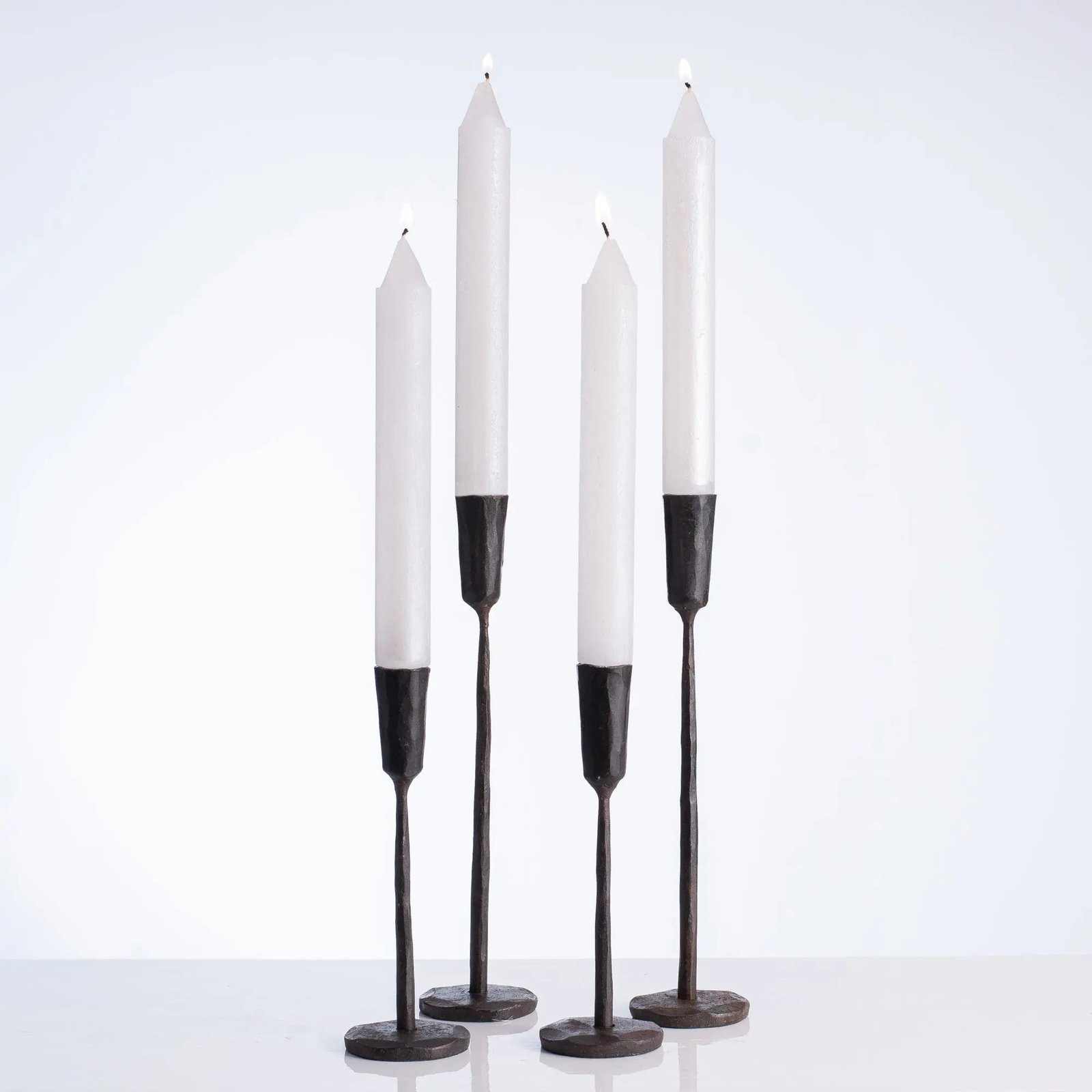 HMD1306VanceKitiraGreenWhiteMetallicFleckRitzTimberTaperHolidayCandleSetof4_3 Vance Kitira White Metallic Fleck Ritz Timber Extra Wide Taper Candle Set of 4 - Image 1
