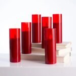 Moving Flameless LED Red Glass Pillar Candles with Remote Set of 6 - Image 2