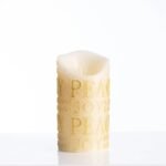 Gold Glitter Peace & Joy Flickering Flameless Battery-Operated LED Pillar Candles - Image 3