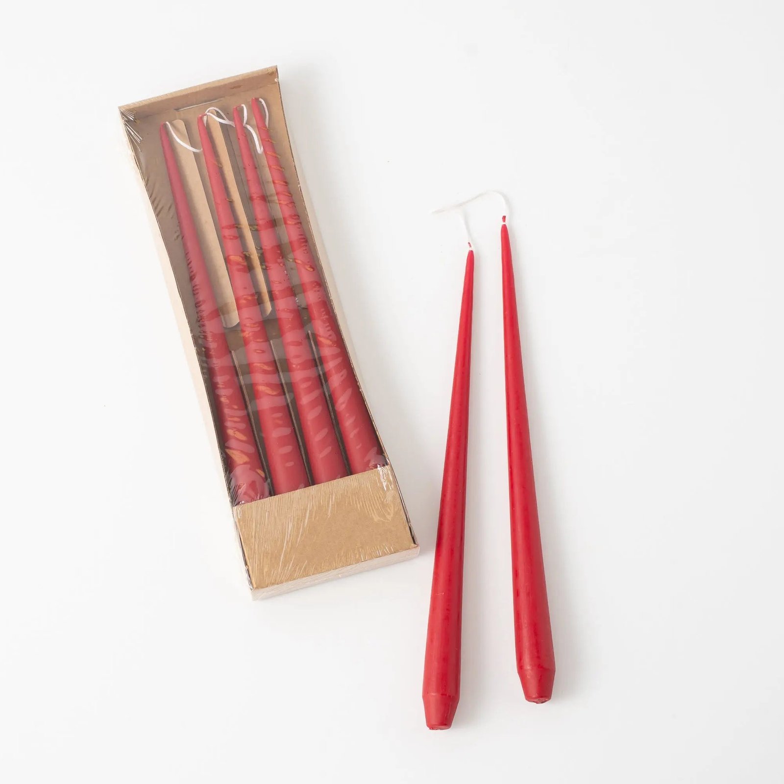 HMD1363-RRedHand-DippedSkinnyTaperLuxuryWaxCandle-ChristmasRed_2 Hand-Dipped Skinny Taper Luxury Wax Candle - Christmas Red - Image 1
