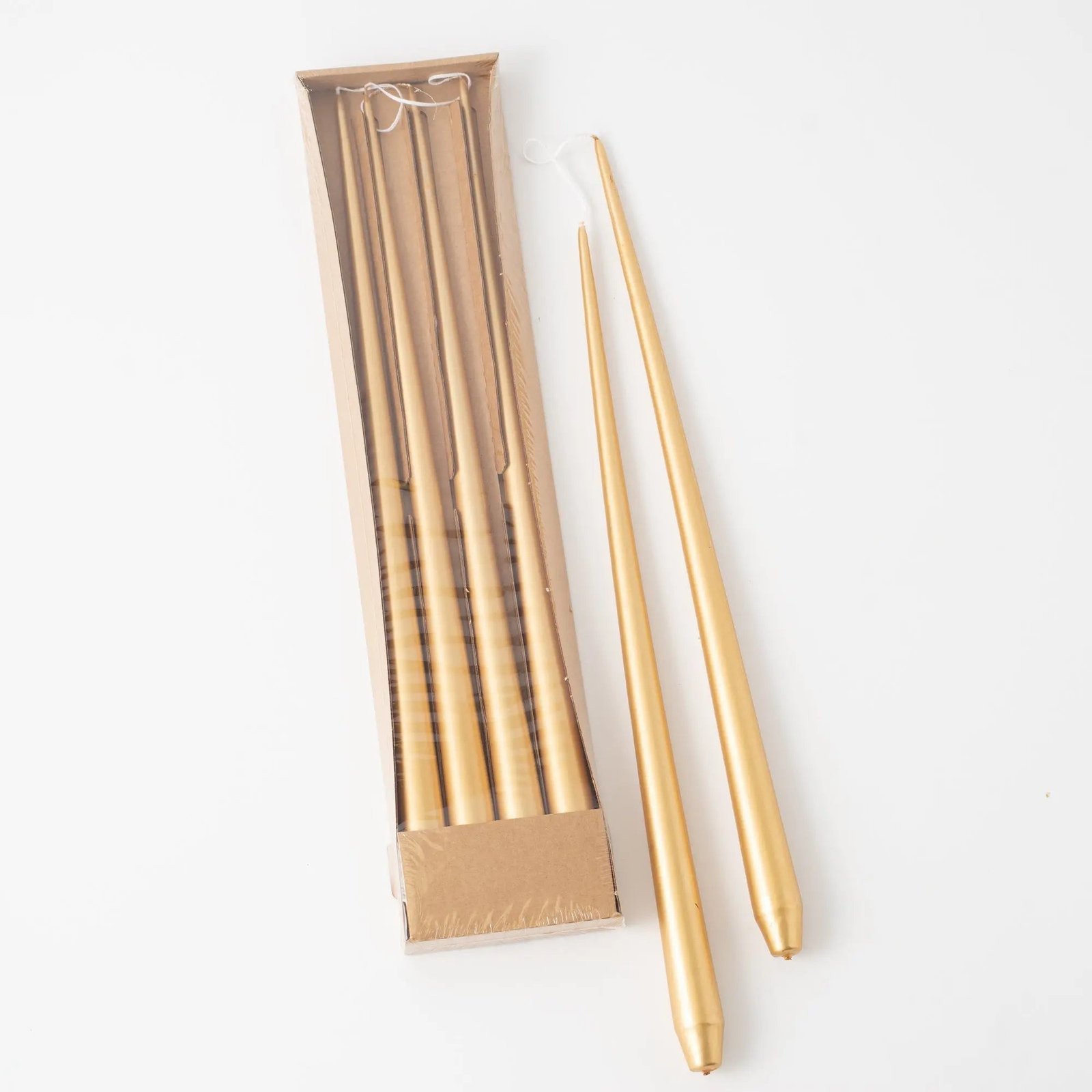 HMD1366Hand-DippedSkinnyTaperLuxuryWaxCandle-MatteGold_1 Hand-Dipped Skinny Taper Luxury Wax Candle - Matte Gold - Image 1