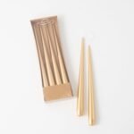 Hand-Dipped Skinny Taper Luxury Wax Candle  - Matte Gold - Image 3