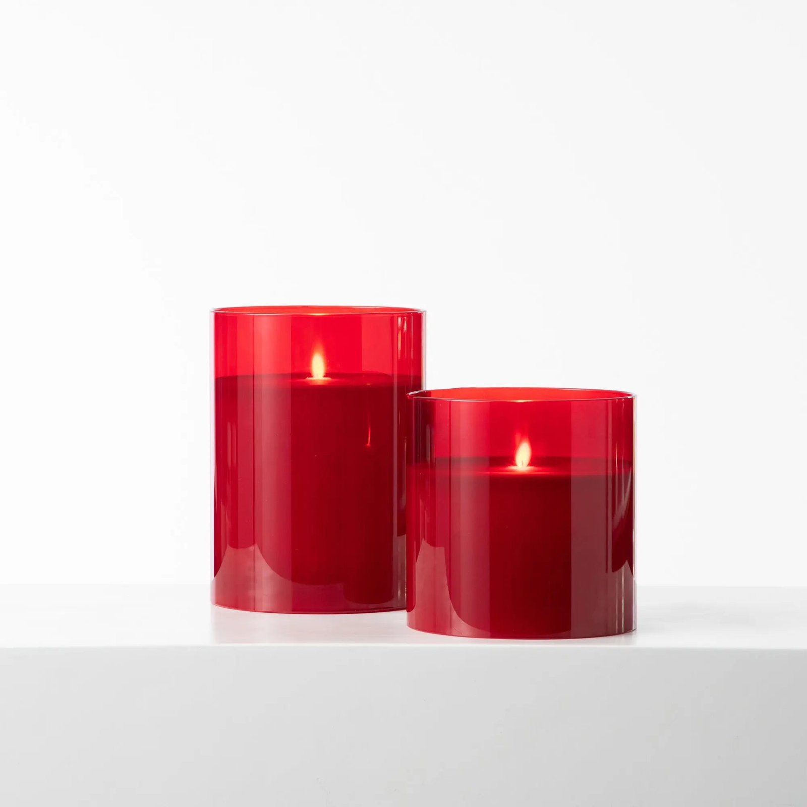 HMD1489LargeMovingFlamelessLEDRedGlassPillarCandleswithRemote Large Moving Flameless LED Red Glass Pillar Candles with Remote - 3 Options Available - Image 1