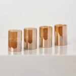 Rechargeable Amber Glass Moving Flameless LED Votive Candles with Remote - Set of 4 - Image 3