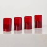 Rechargeable Red Glass Moving Flameless LED Votive Candles with Remote - Set of 4 - Image 2
