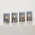 Rechargeable Smoke Glass Moving Flameless LED Votive Candles with Remote - Set of 4 - Image 4