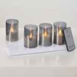 Rechargeable Smoke Glass Moving Flameless LED Votive Candles with Remote - Set of 4 - Image 2