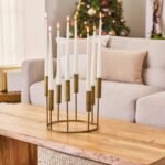 Antique Gold Iron Multi Height Taper Holder 8 Candlestick Candelabra Holiday Wreath Decor - Image 3