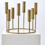 Antique Gold Iron Multi Height Taper Holder 8 Candlestick Candelabra Holiday Wreath Decor - Image 2