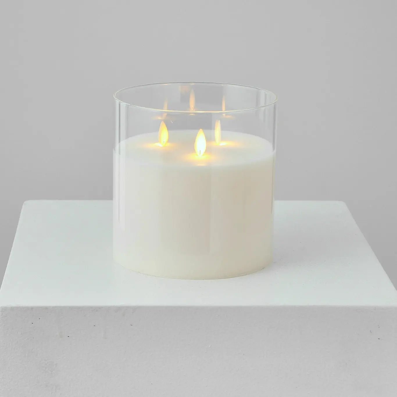 HMD1720-6inch_1 Large Moving Flameless LED Cream Glass Pillar Candles with Remote - 3 Options Available - Image 1