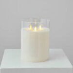 Large Moving Flameless LED Cream Glass Pillar Candles with Remote - 3 Options Available - Image 3