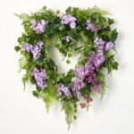 Purple Lilac & Plum Anthurium Heart Shaped Valentines Day Wreath - Image 3