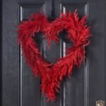 Red Plume Pampas Grass Heart Wreath Everyday Valentine's Day Decor - Image 3