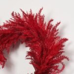 Red Plume Pampas Grass Heart Wreath Everyday Valentine's Day Decor - Image 2