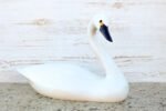 Hand Carved Alert White Swan Decorative Wooden Duck Decoy