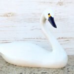Hand Carved Alert White Swan Decorative Wooden Duck Decoy