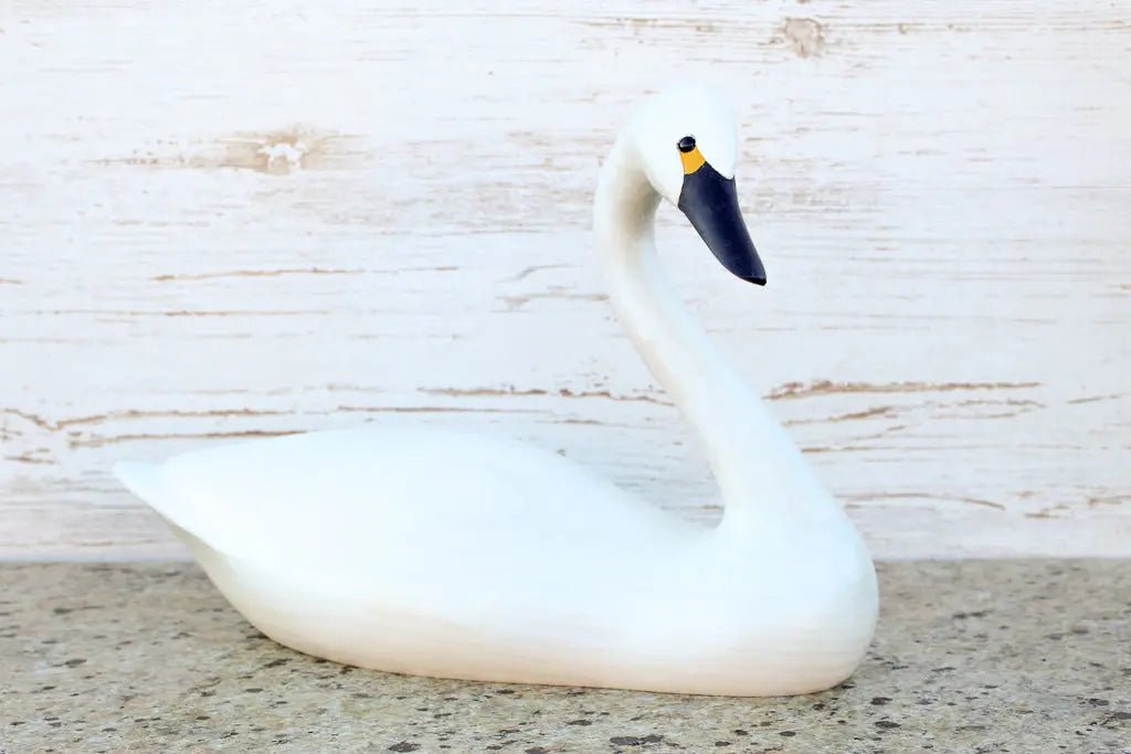 IMG_1087 Hand Carved Alert White Swan Decorative Wooden Duck Decoy - Image 1