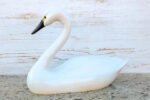 Hand Carved Alert White Swan Decorative Wooden Duck Decoy - Image 4