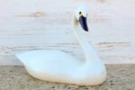Hand Carved Alert White Swan Decorative Wooden Duck Decoy - Image 3