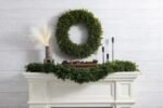 Green Boxwood Artificial All Seasons Greenery Mantel Garland Table Runner - Image 3